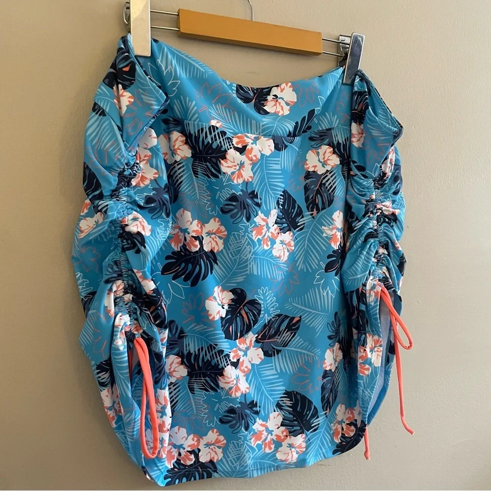 4/$20➡️  ACX Blue & Orange Hawaiian Floral Swim Skort – Plus Size 3X - Picture 9 of 14